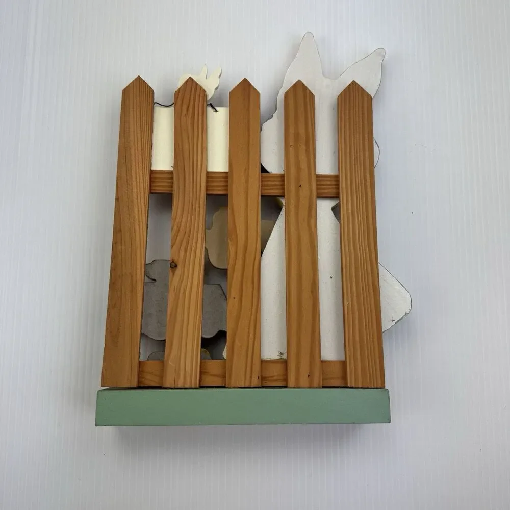 Vintage Easter Bunny Tea Party Wooden Standing Sign 3D Spring Decor